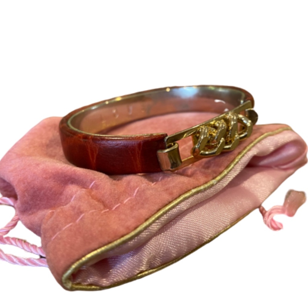 Alligator Mock Croc Gold chain Bangle Bracelet - Picture 1 of 11